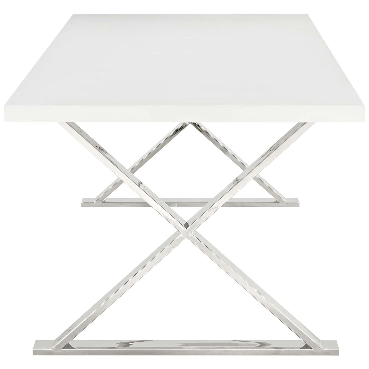 Crux Dining Table, White & Silver