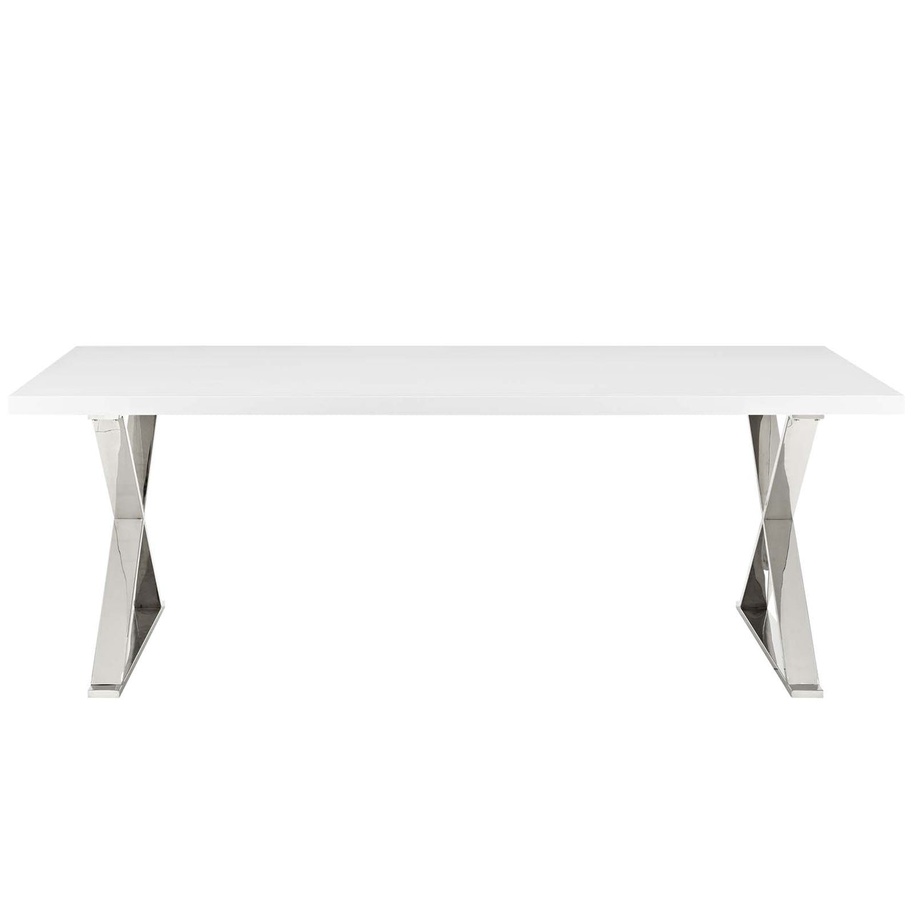 Crux Dining Table, White & Silver