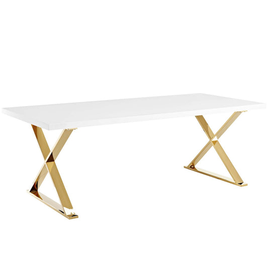 Crux Dining Table, White & Gold