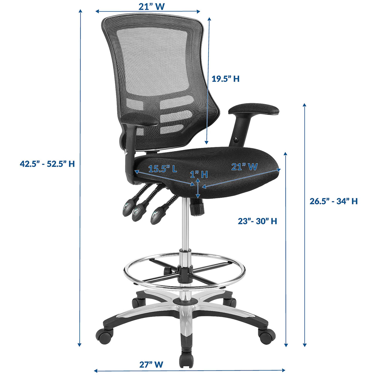 Nexen Breathable Drafting Chair, Black