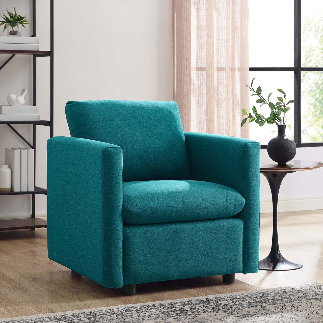 Corra Upholstered Accent Chair, Teal