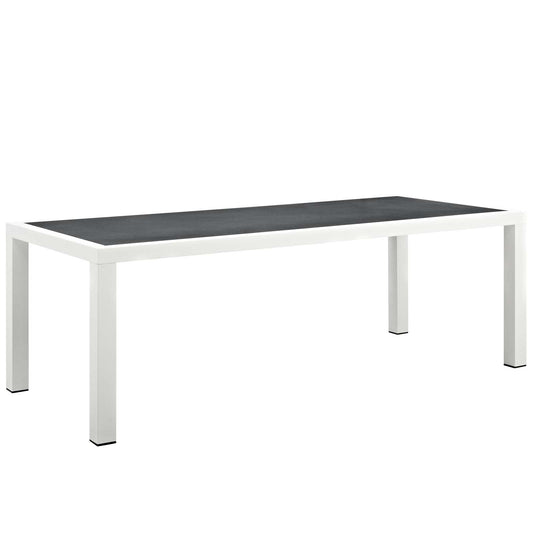 Stance 90.5" Outdoor Patio Aluminum Dining Table, White & Gray
