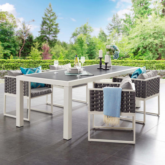 Stellan 90.5" Alfresco Dining Table, White & Gray