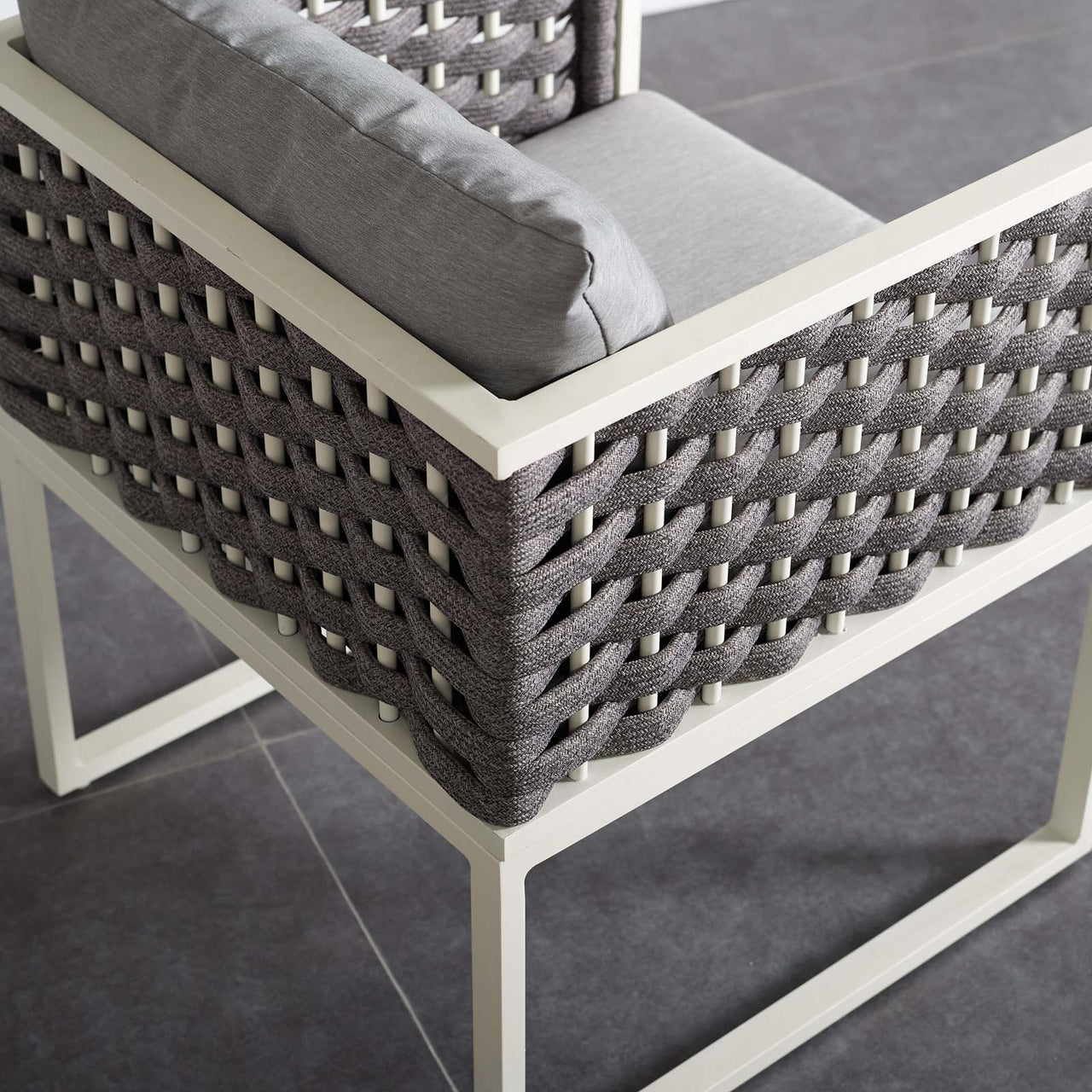 Stellan Alfresco Dining Armchair, White & Gray