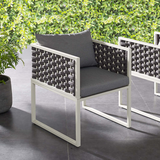 Stellan Alfresco Dining Armchair, White & Gray