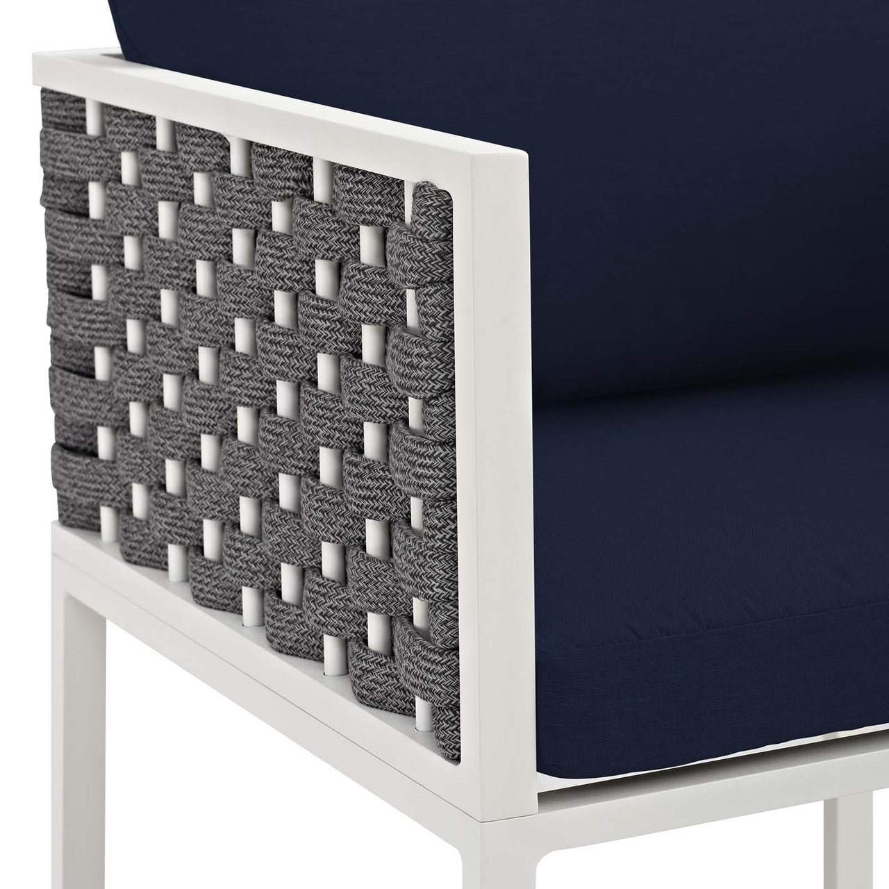 Stellan Alfresco Dining Armchair, White & Navy
