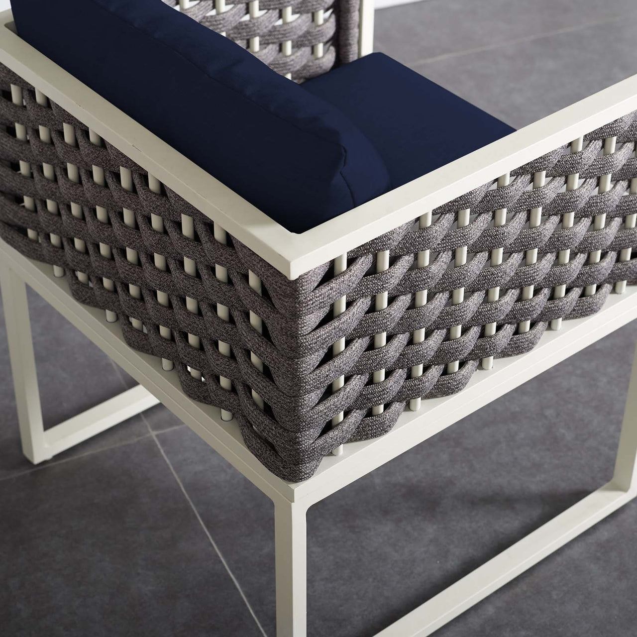 Stellan Alfresco Dining Armchair, White & Navy