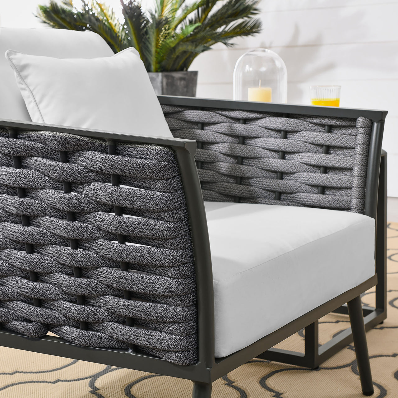 Stellan Alfresco Armchair, Gray & White