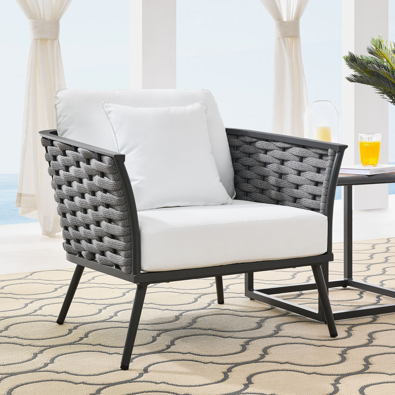 Stellan Alfresco Armchair, Gray & White