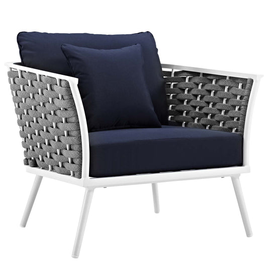 Stellan Alfresco Armchair, White & Navy