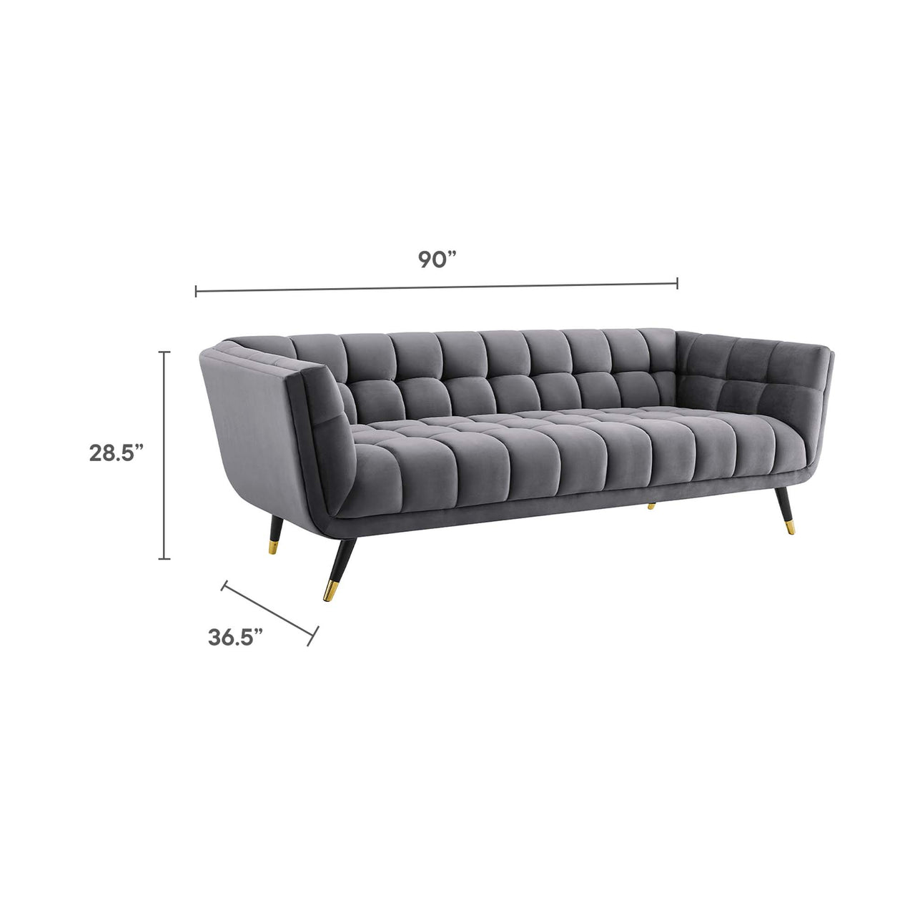 Abile Velvet Sofa, Gray