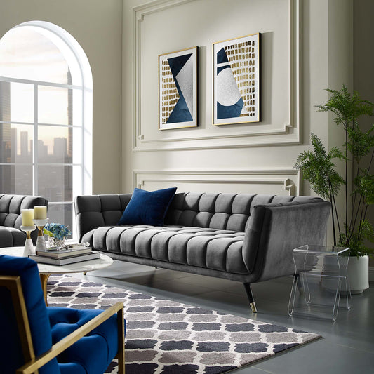 Abile Velvet Sofa, Gray