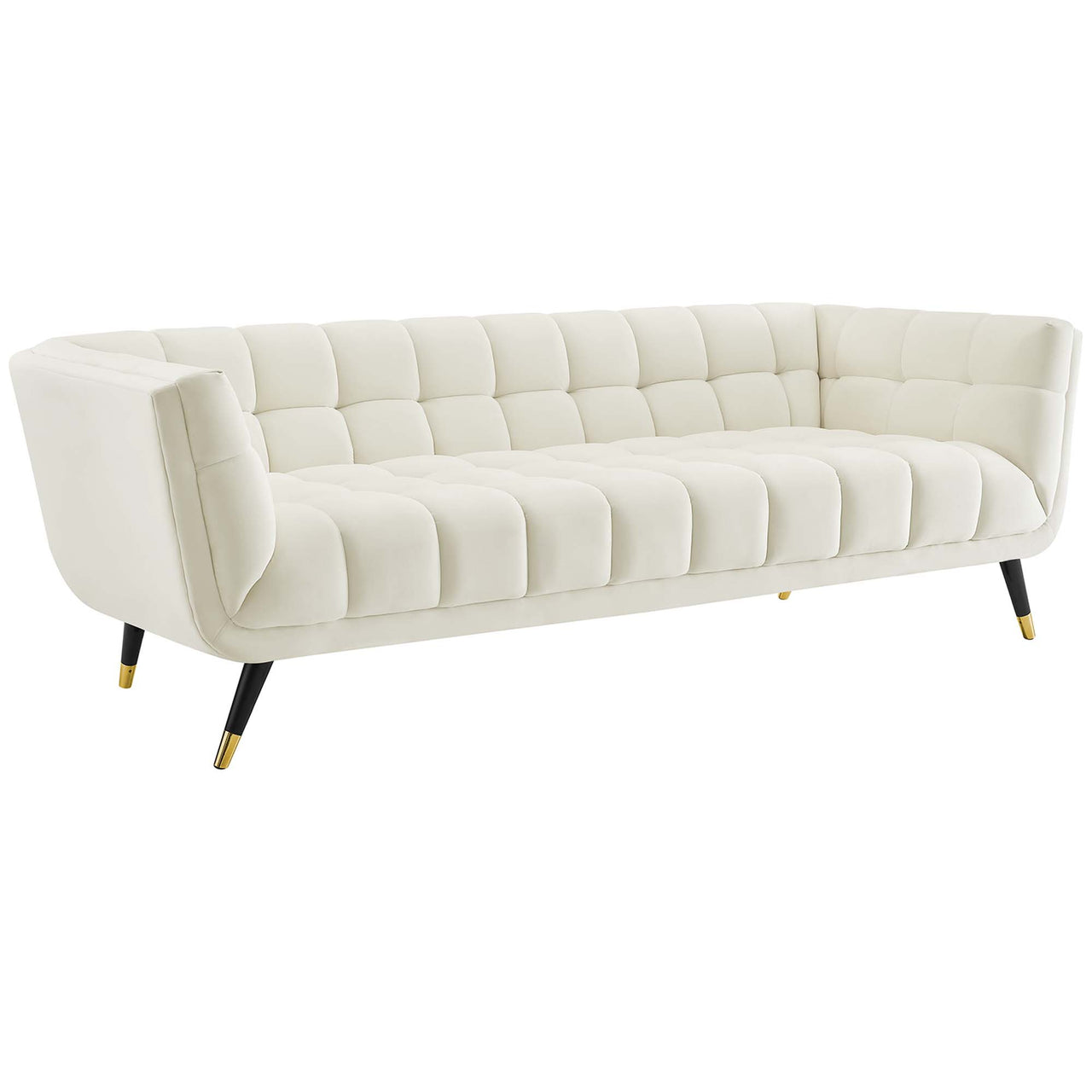 Abile Velvet Sofa, Ivory
