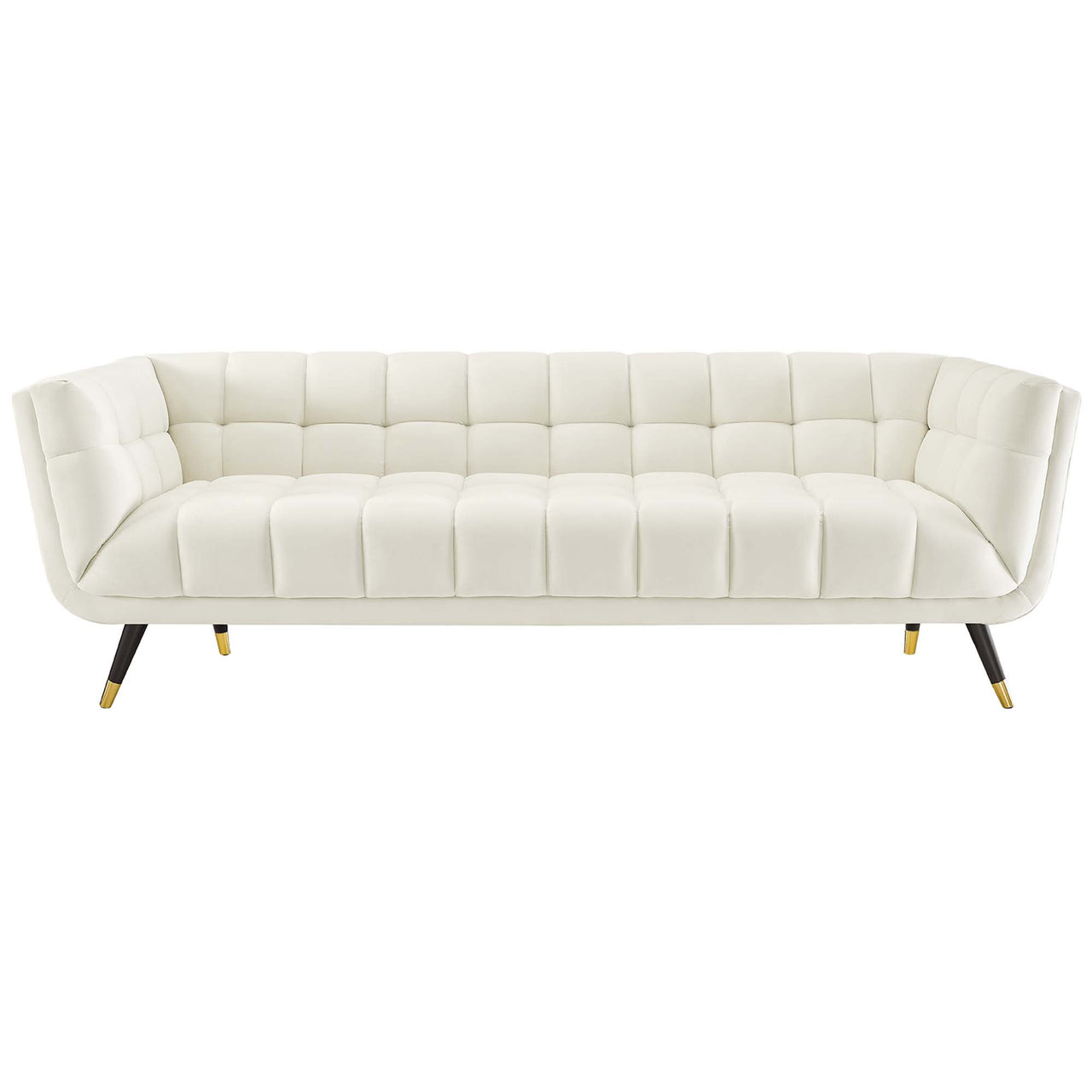 Abile Velvet Sofa, Ivory