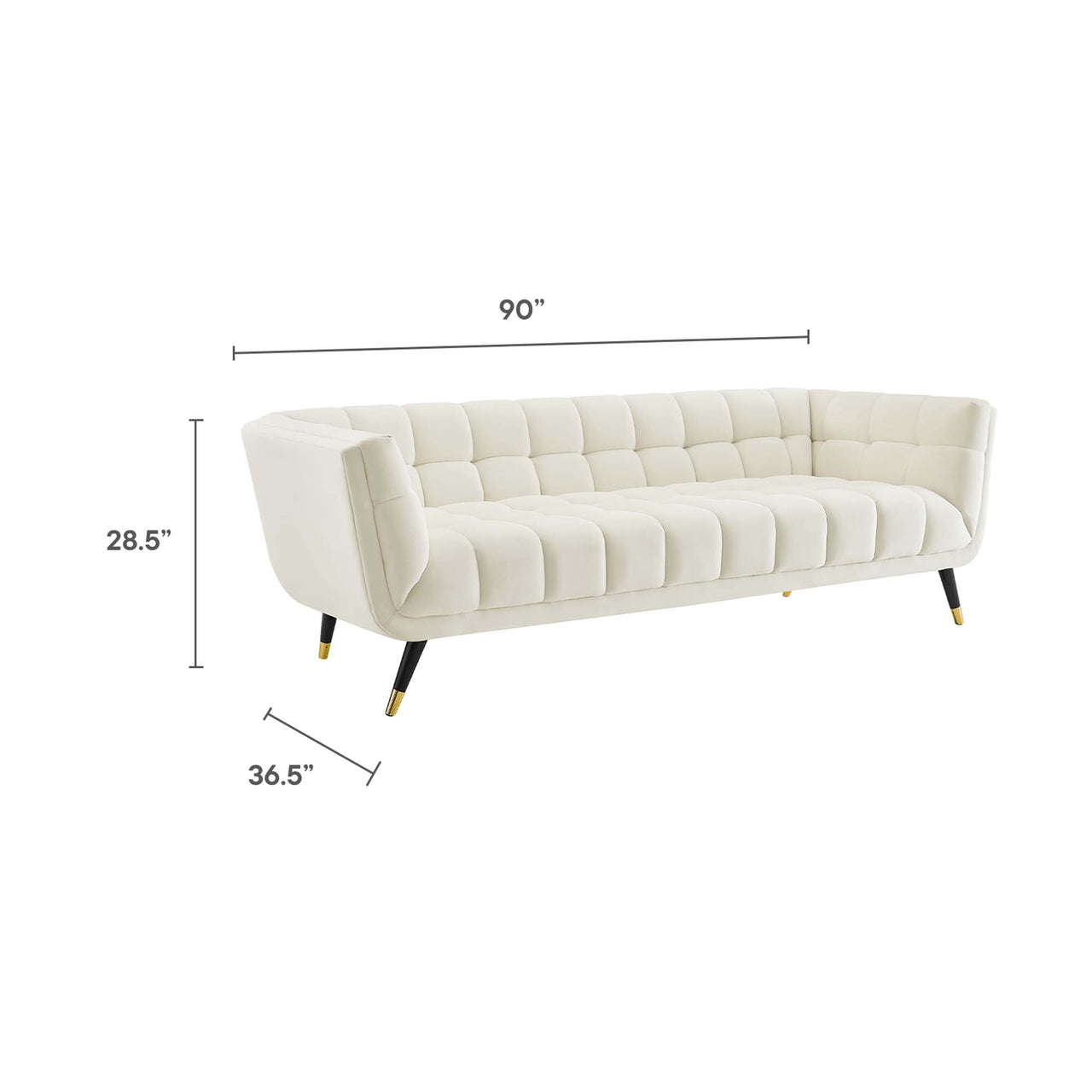 Abile Velvet Sofa, Ivory