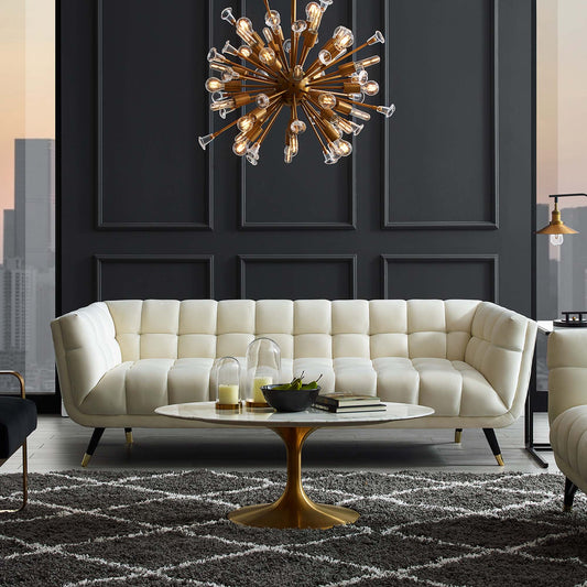 Abile Velvet Sofa, Ivory
