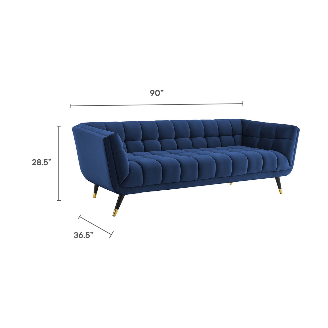 Abile Velvet Sofa, Dark Blue