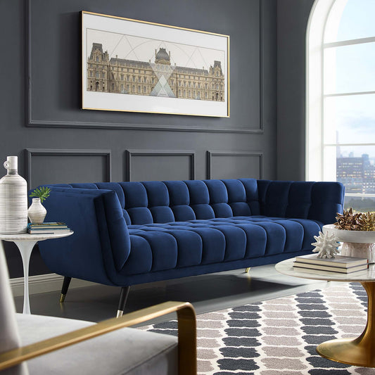 Abile Velvet Sofa, Dark Blue