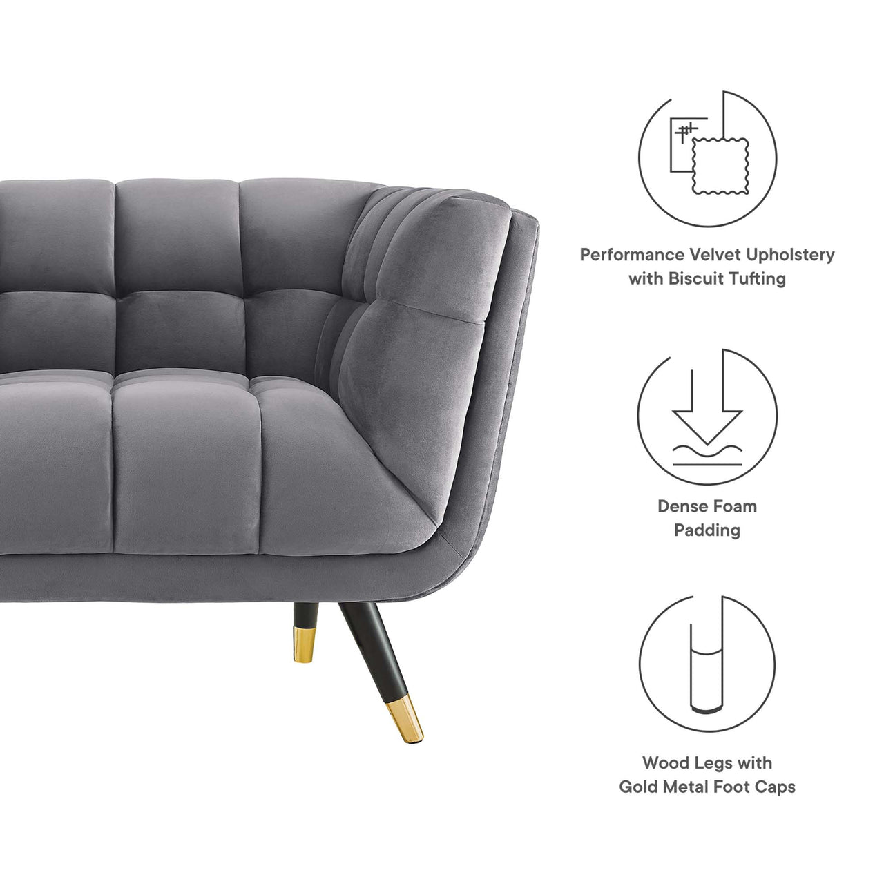 Abile Velvet Armchair, Gray