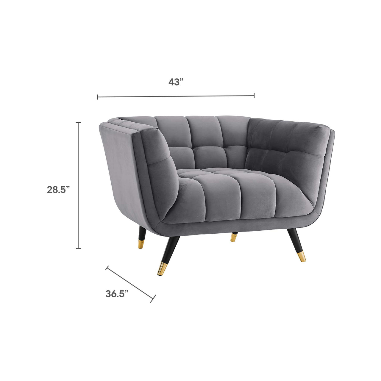 Abile Velvet Armchair, Gray