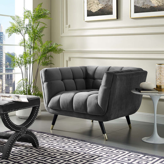 Abile Velvet Armchair, Gray