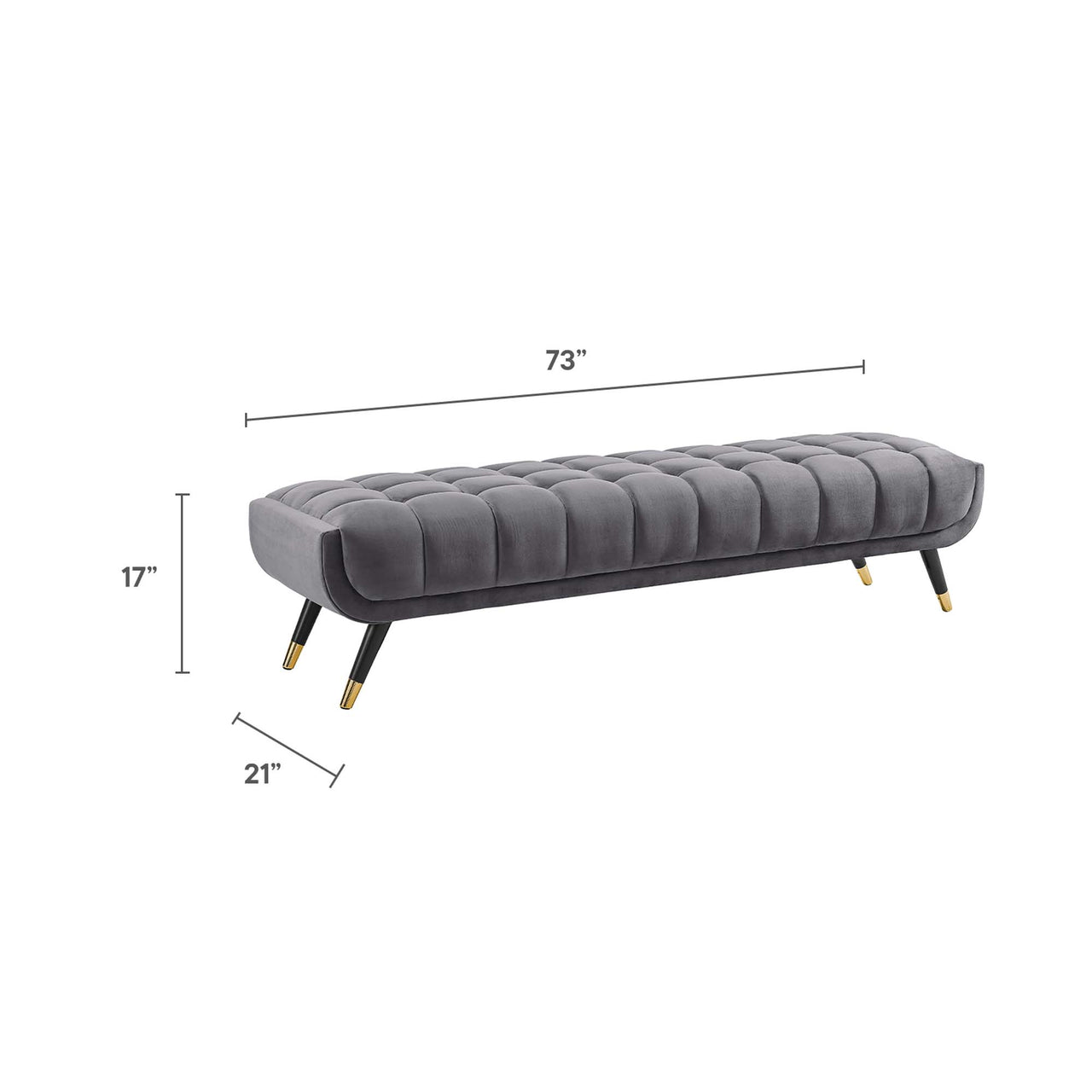 Abile Velvet Bench, Gray