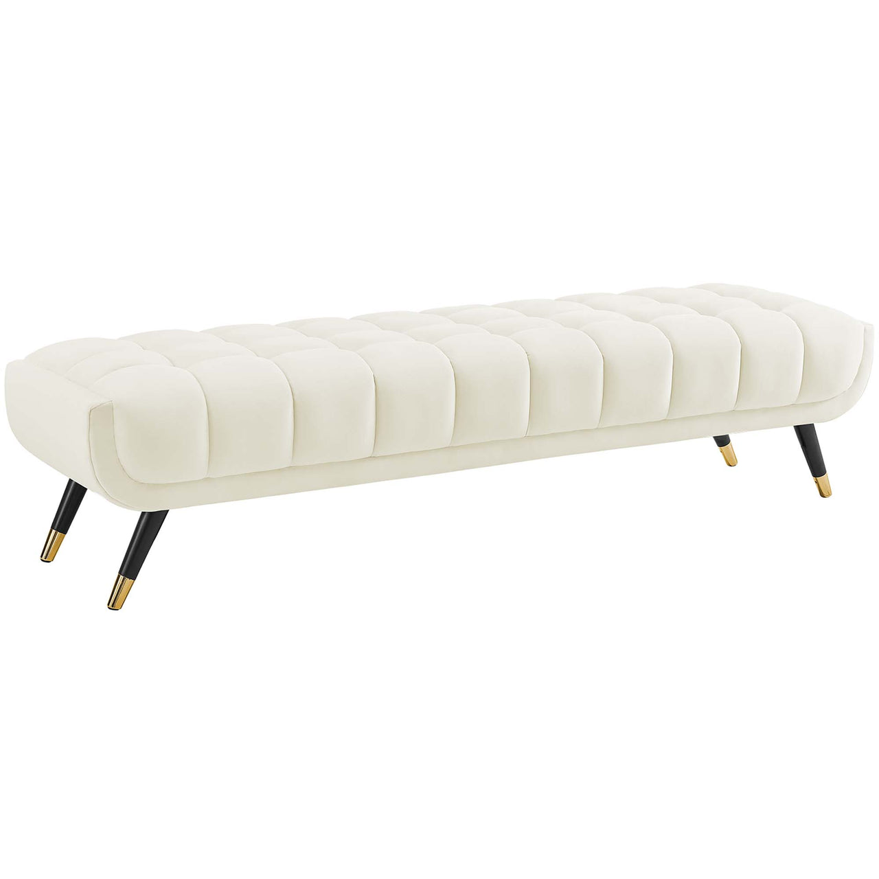 Abile Velvet Bench, Ivory