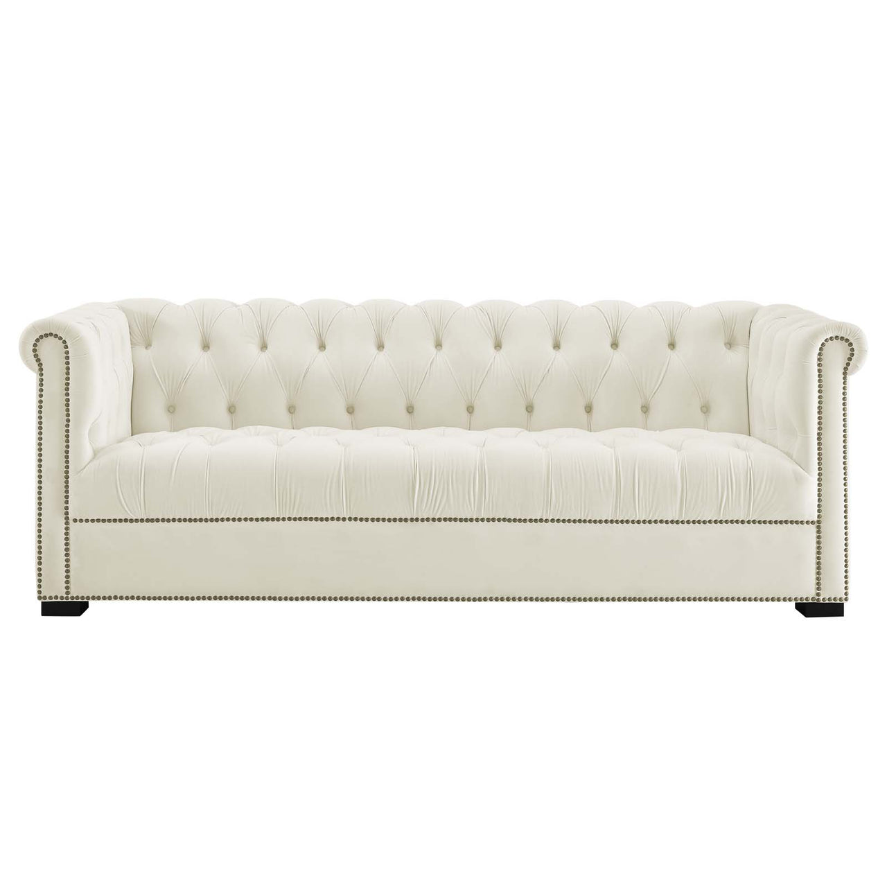 Jester Tufted Velvet Sofa, Ivory