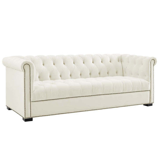 Jester Tufted Velvet Sofa, Ivory