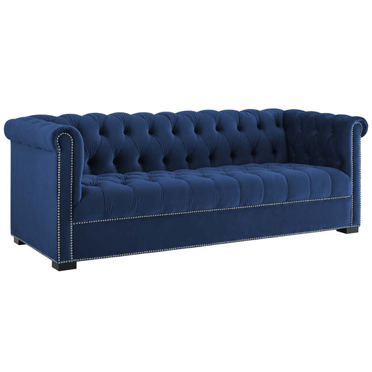 Jester Tufted Velvet Sofa, Dark Blue