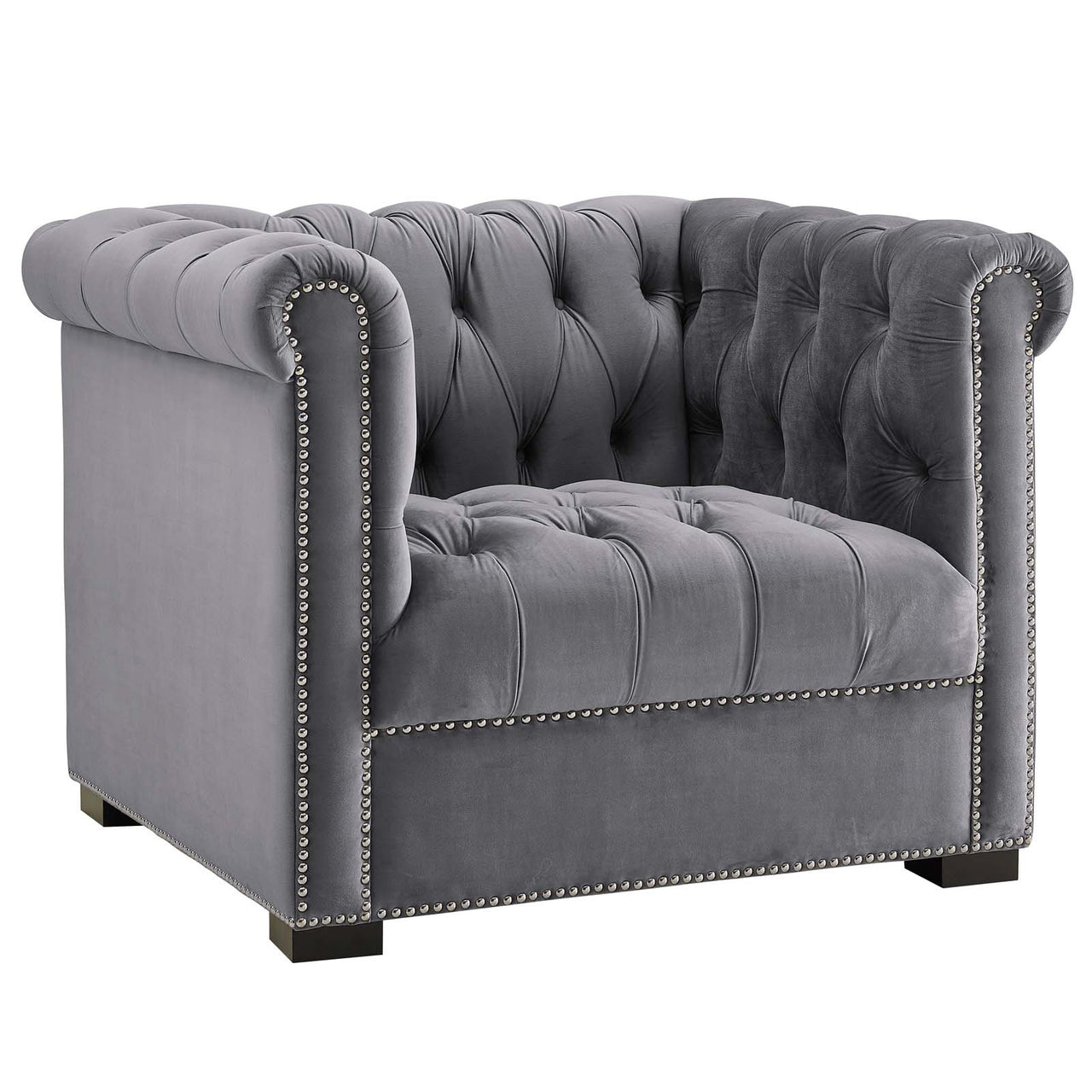Jester Tufted Velvet Armchair, Gray