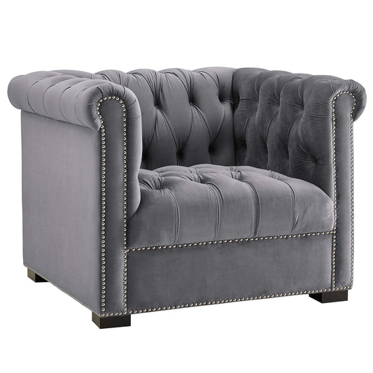 Jester Tufted Velvet Armchair, Gray