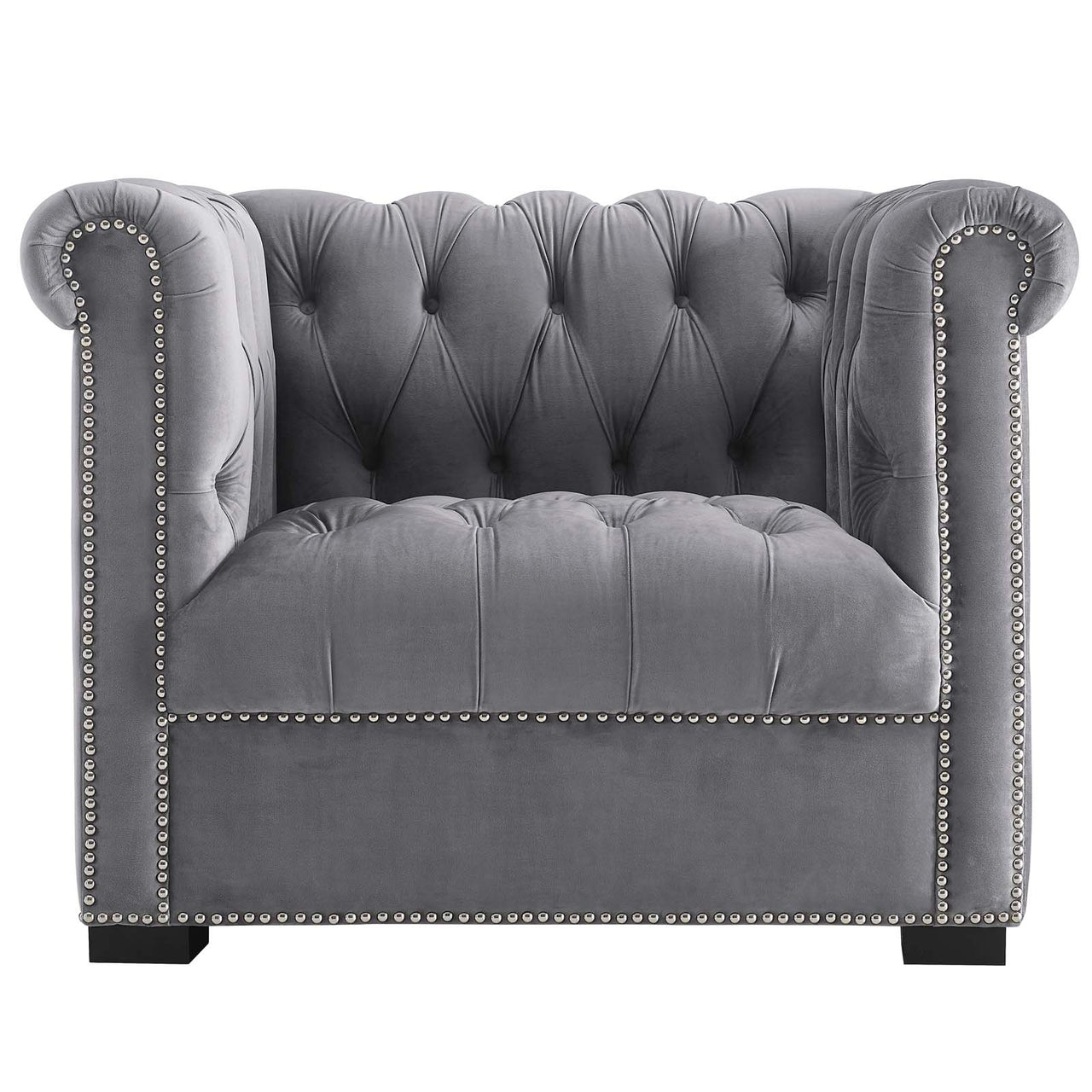 Jester Tufted Velvet Armchair, Gray