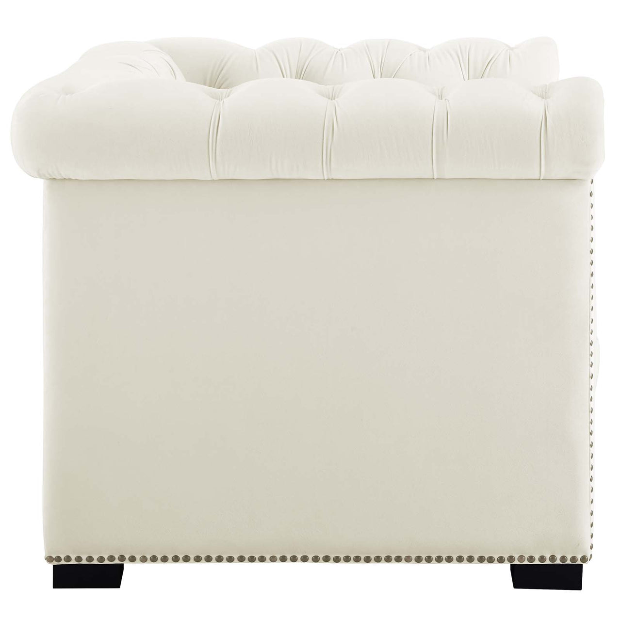 Jester Tufted Velvet Armchair, Ivory