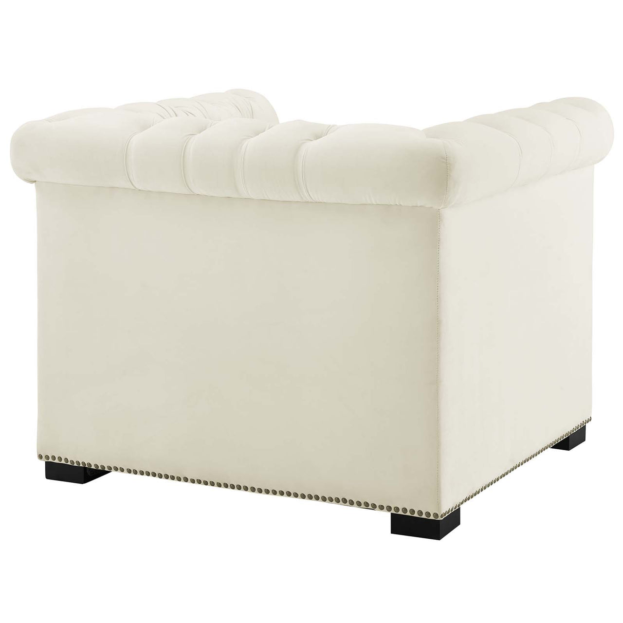Jester Tufted Velvet Armchair, Ivory
