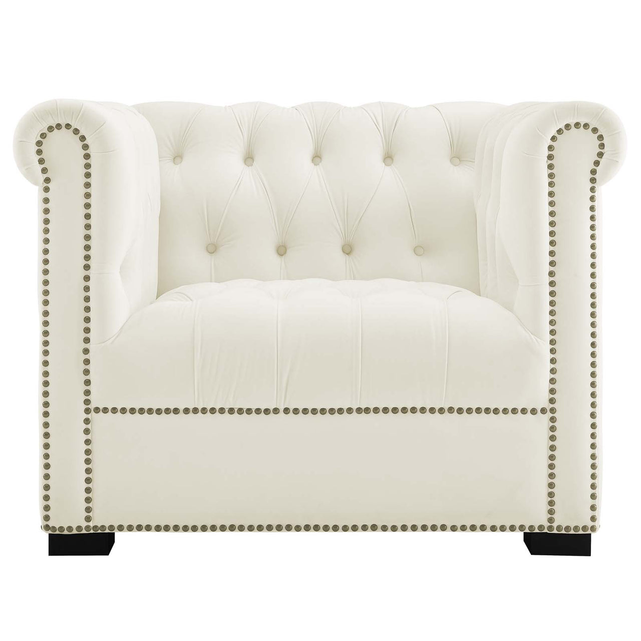 Jester Tufted Velvet Armchair, Ivory