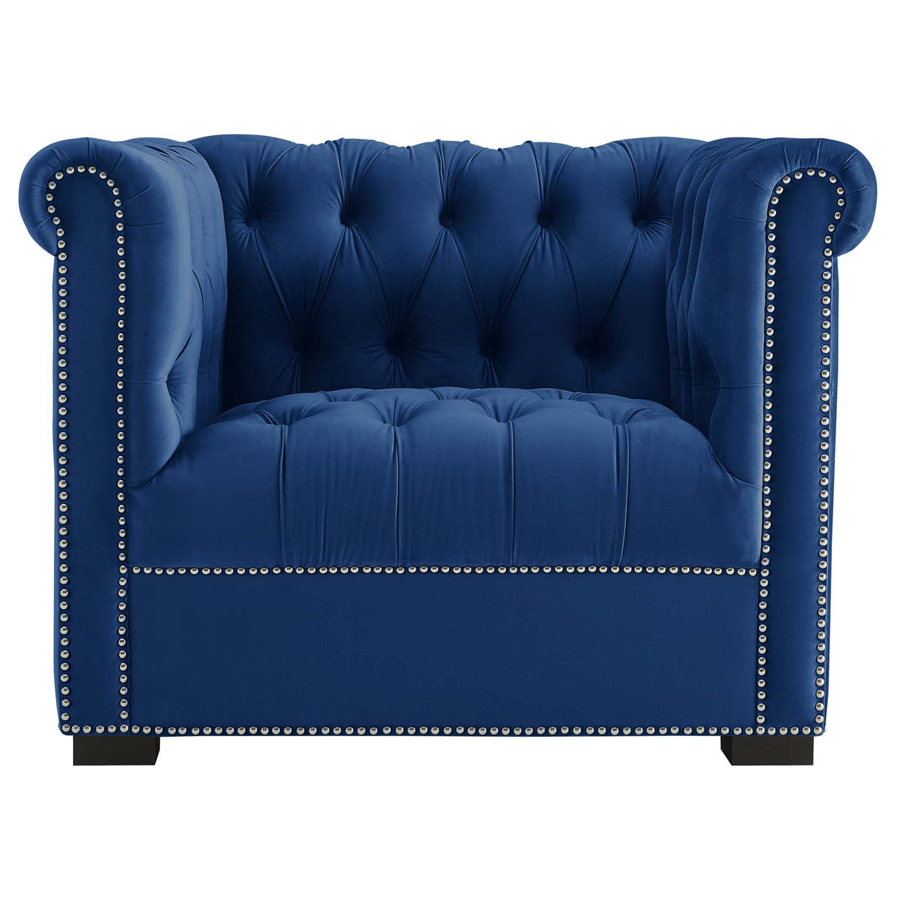Jester Tufted Velvet Armchair, Dark Blue