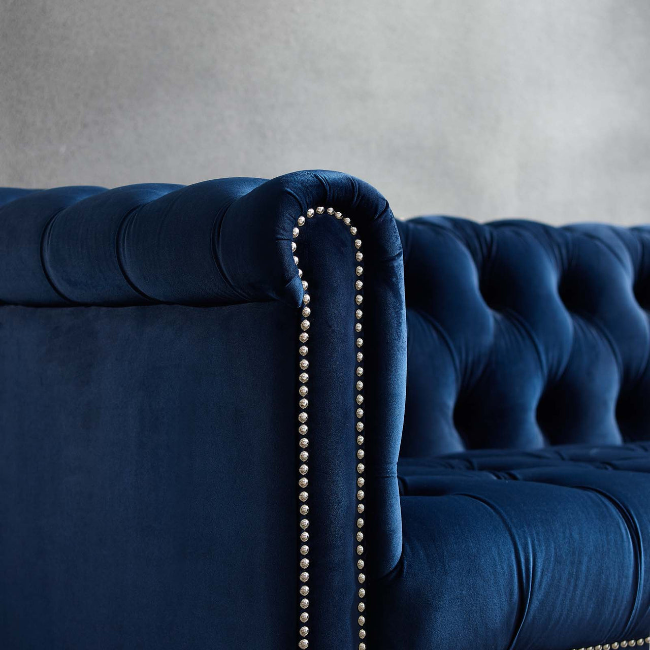 Jester Tufted Velvet Armchair, Dark Blue