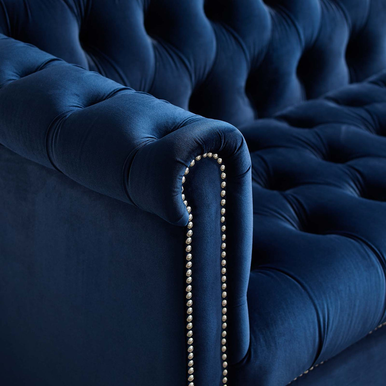 Jester Tufted Velvet Armchair, Dark Blue