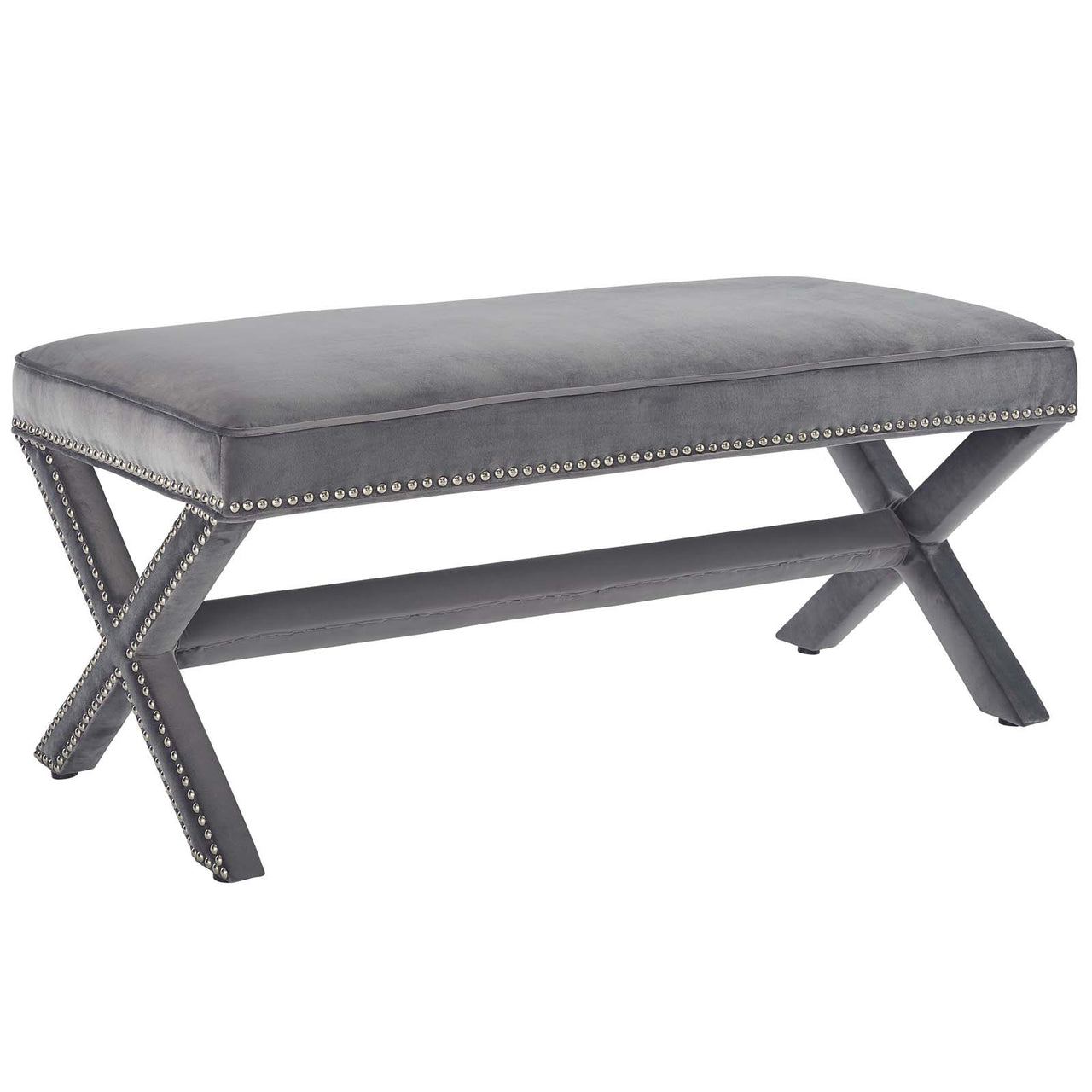 Teamwork Velvet Bench, Gray