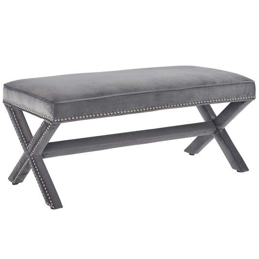 Teamwork Velvet Bench, Gray