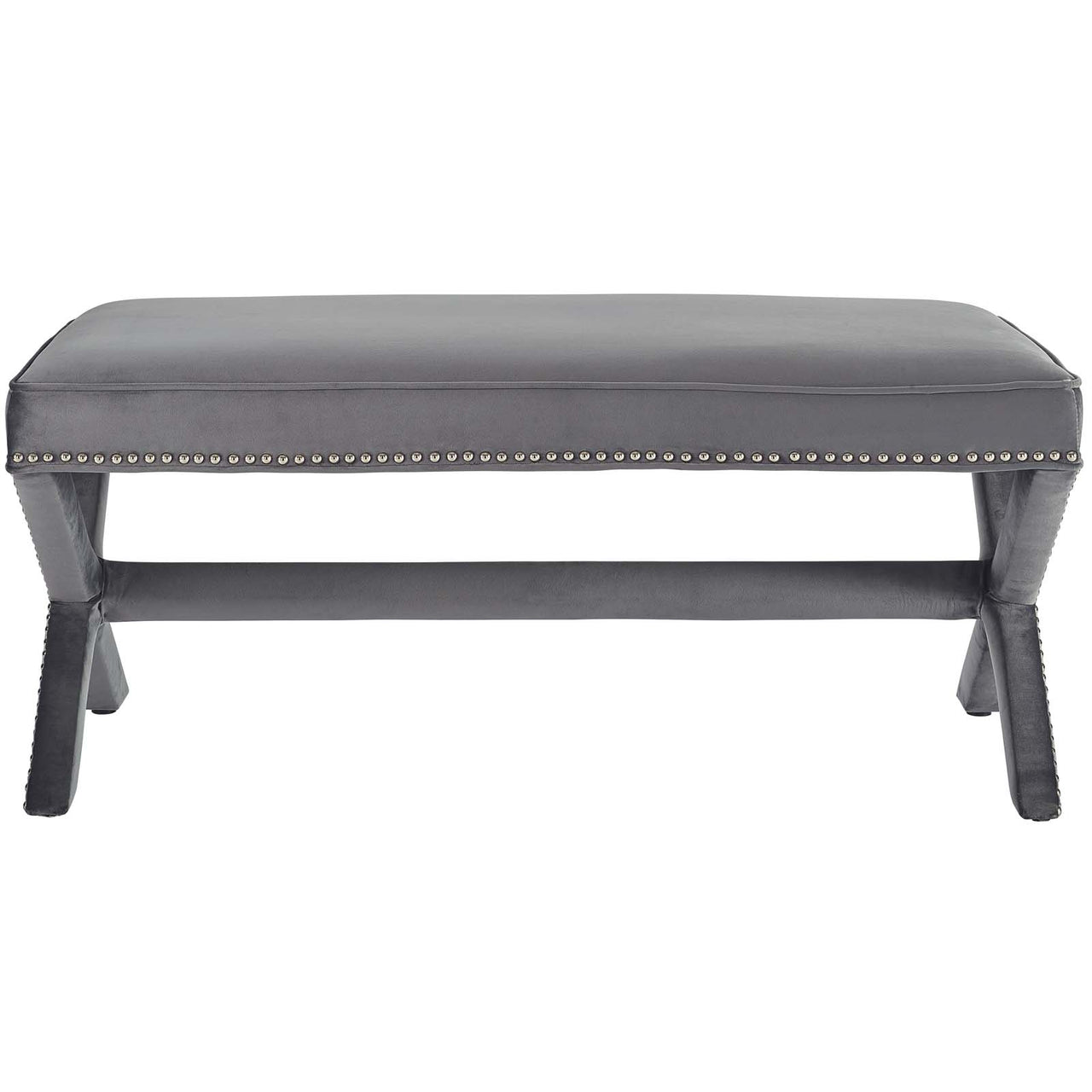 Teamwork Velvet Bench, Gray