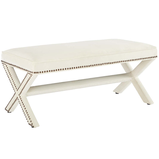 Teamwork Velvet Bench, Ivory