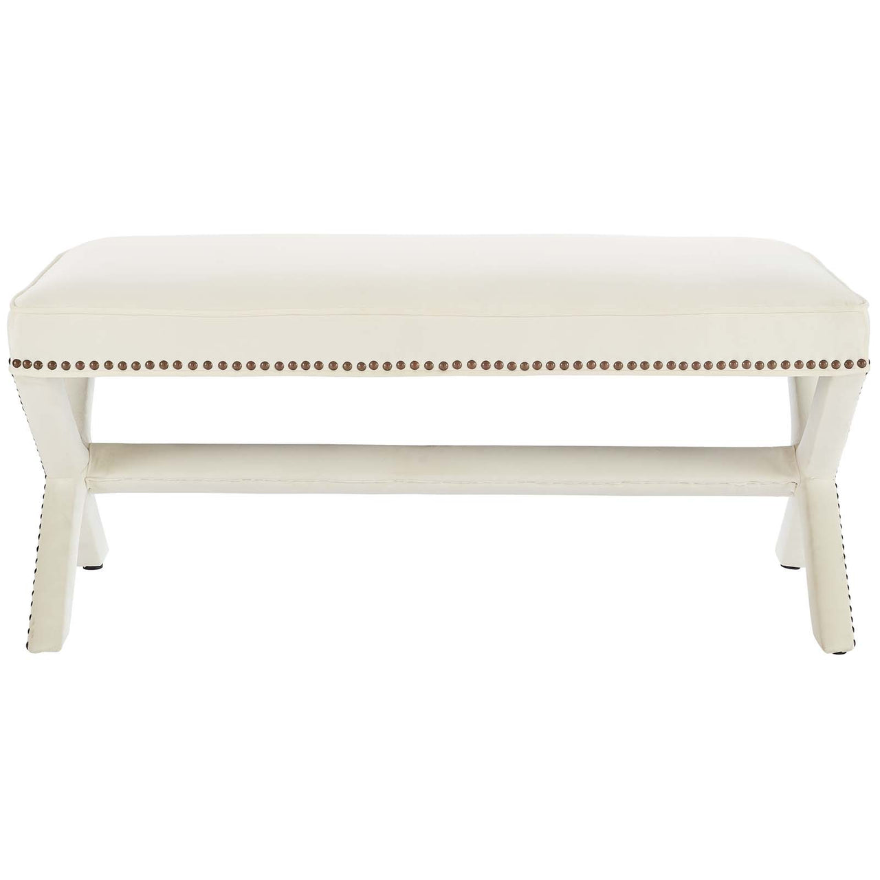 Teamwork Velvet Bench, Ivory