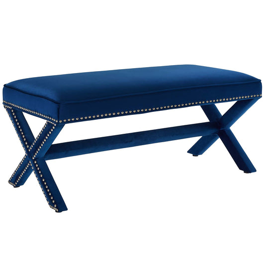 Teamwork Velvet Bench, Navy