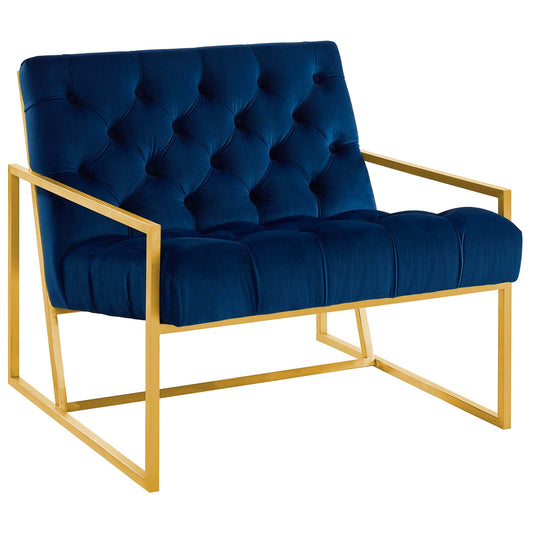 Ellurea Velvet Accent Chair, Navy