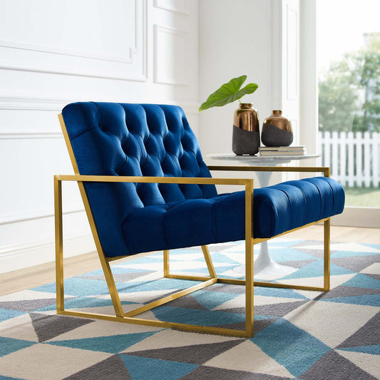 Ellurea Velvet Accent Chair, Navy