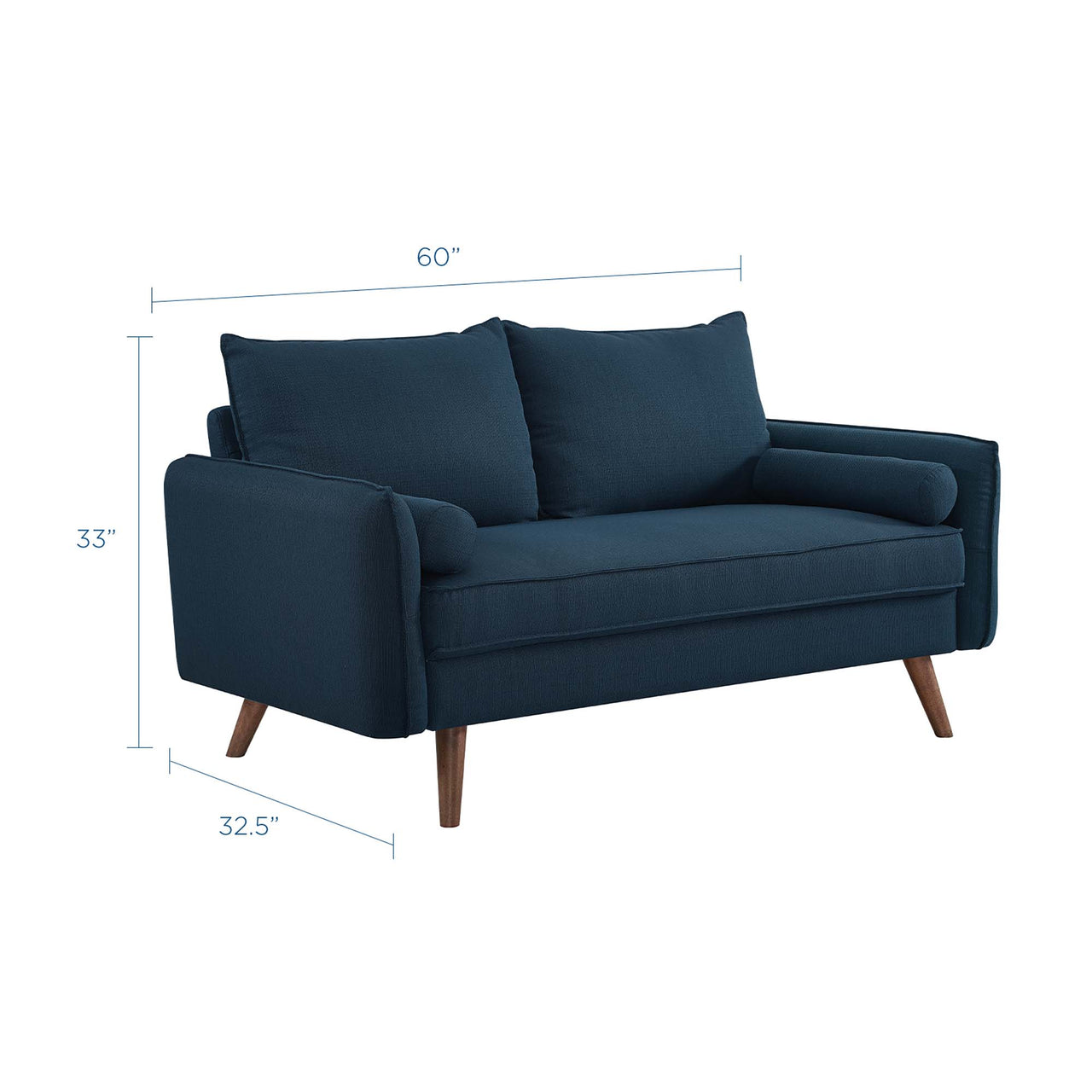 Marindi Plush Fabric Loveseat, Azure