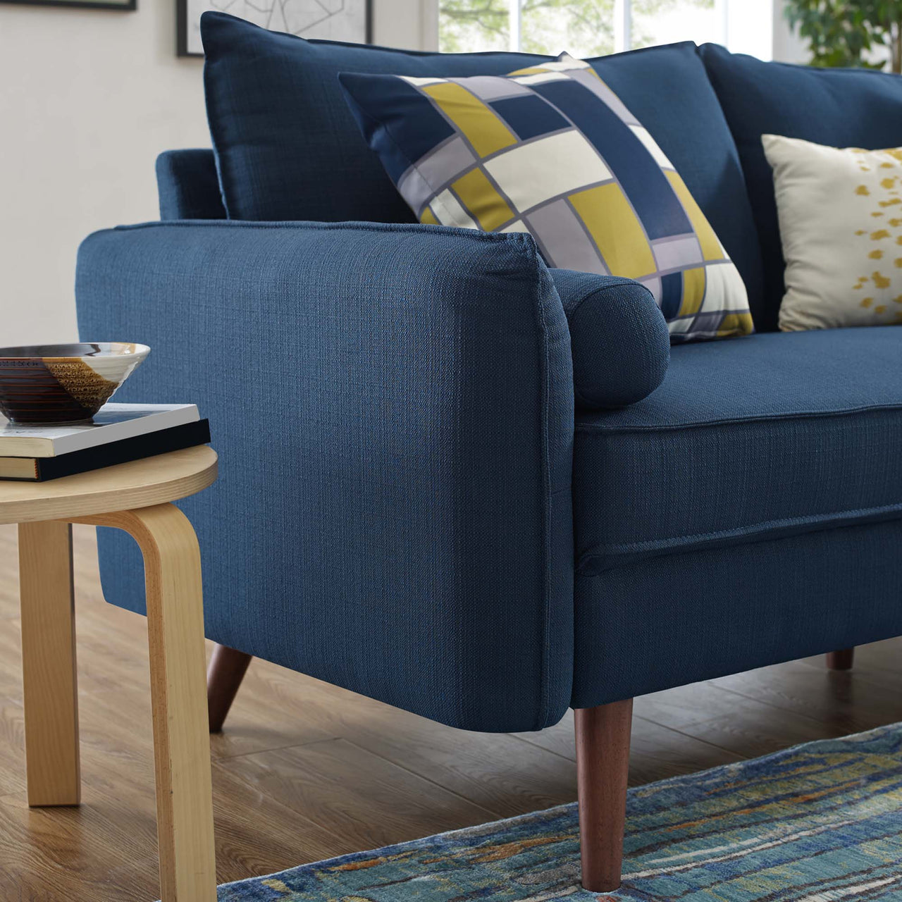 Marindi Plush Fabric Loveseat, Azure