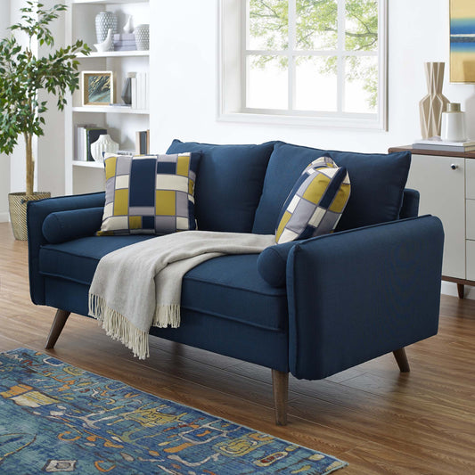 Marindi Plush Fabric Loveseat, Azure